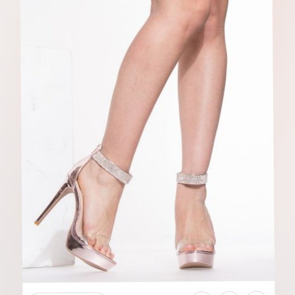 Last 8.5 🎀SILVER Rhinestone Ankle Strap Stiletto - Picture 2 of 6